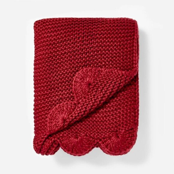 Knit Scalloped Edge Throw Blanket Red - Threshold Studio McGee, Christmas 2024 - Picture 1 of 7